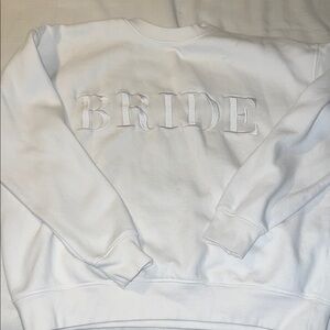 Elegant White Bride Crew Neck Sweater